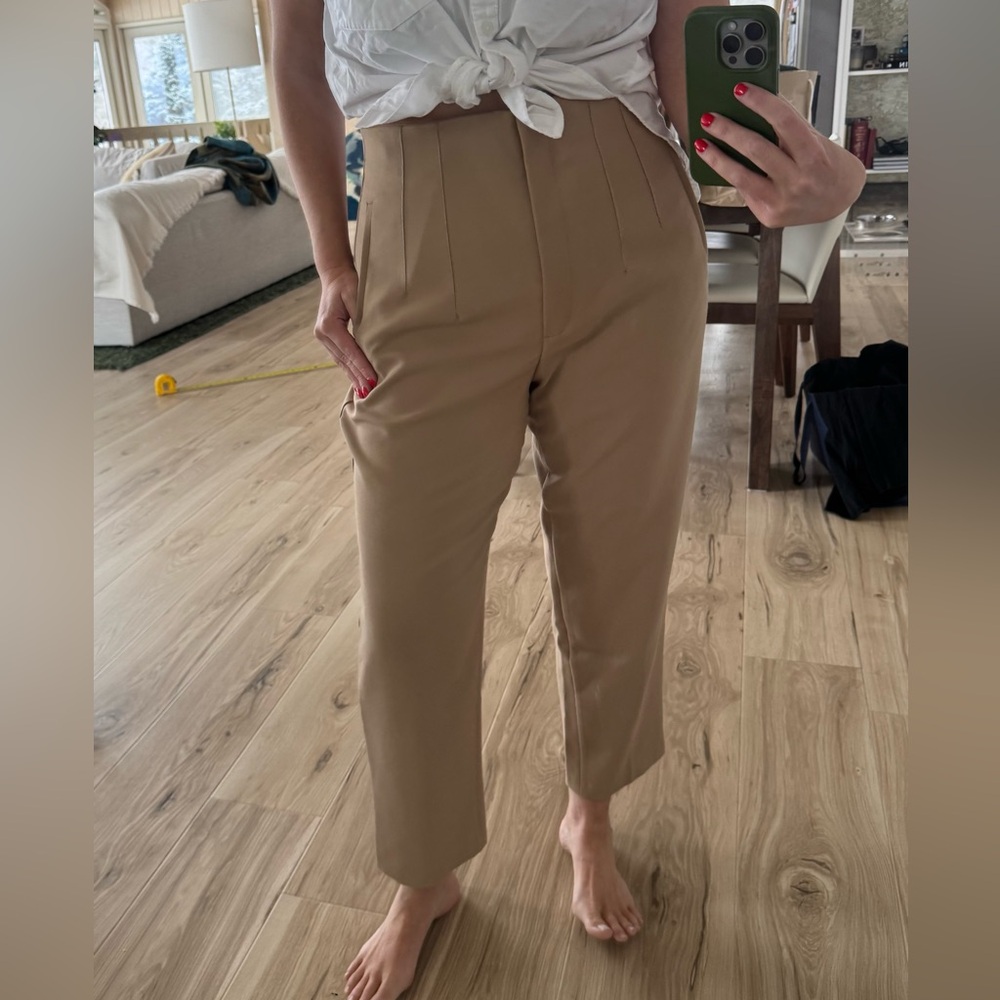 Zara tan pleated ankle pant